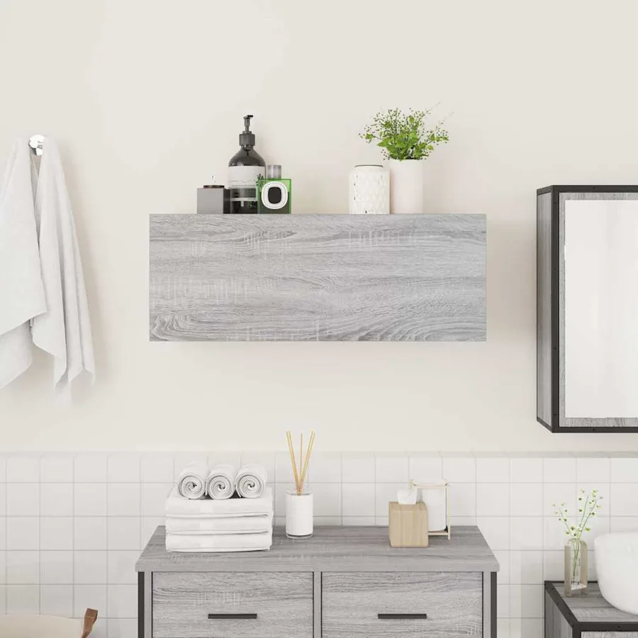 Armoire murale de bain sonoma gris 80x25x30cm bois d'ingénierie - 3