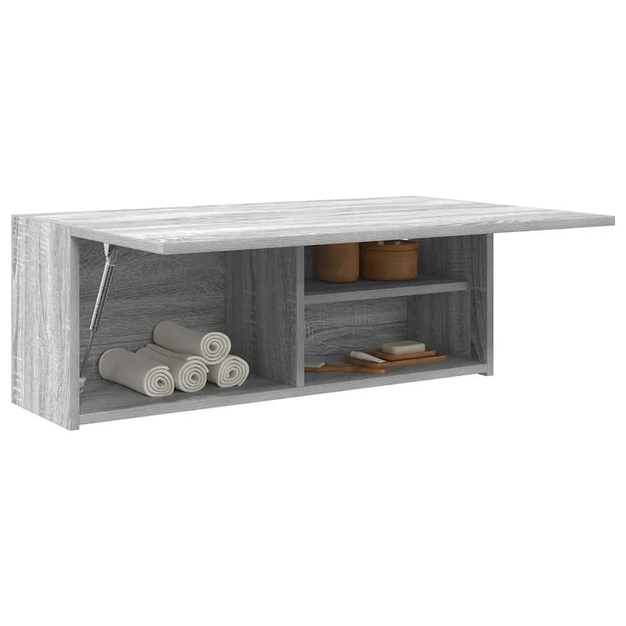 Armoire murale de bain sonoma gris 80x25x30cm bois d'ingénierie - 4