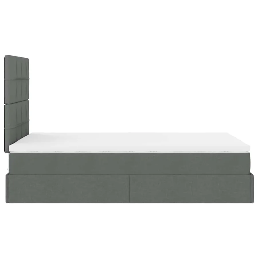 Cadre de lit ottoman avec matelas gris foncé 120x190 cm tissu - 10