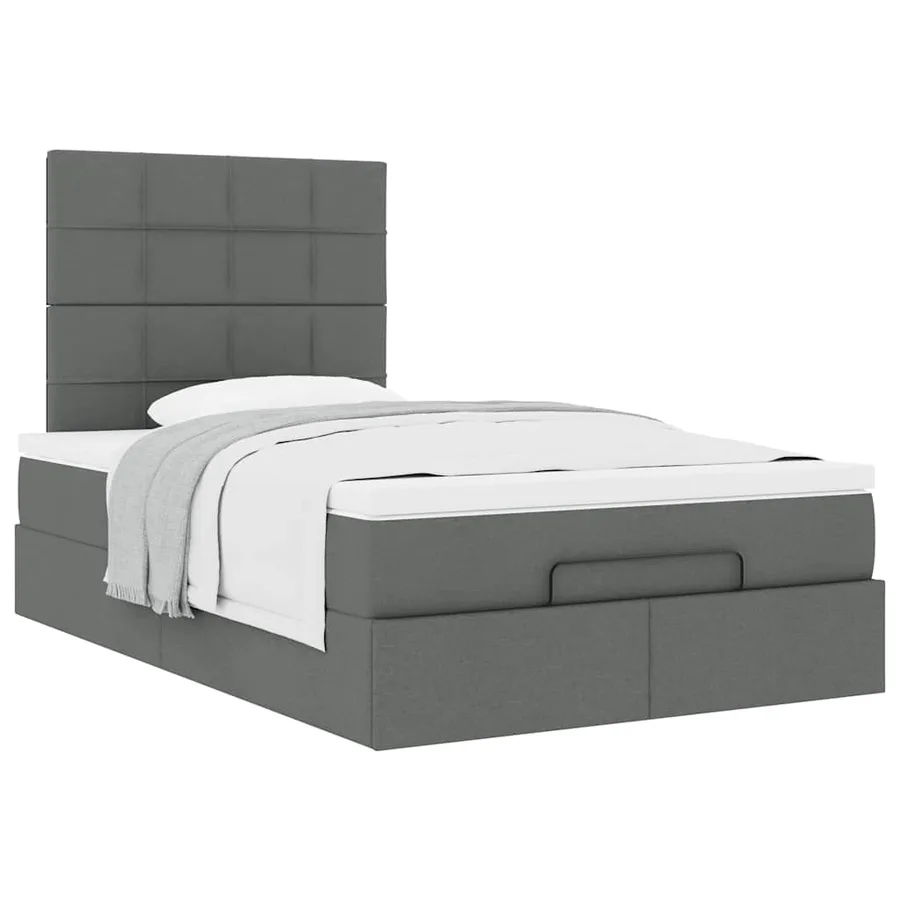 Cadre de lit ottoman avec matelas gris foncé 120x190 cm tissu - 5