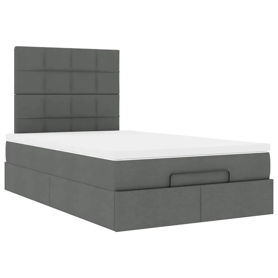 Cadre de lit ottoman avec matelas gris foncé 120x190 cm tissu - 6