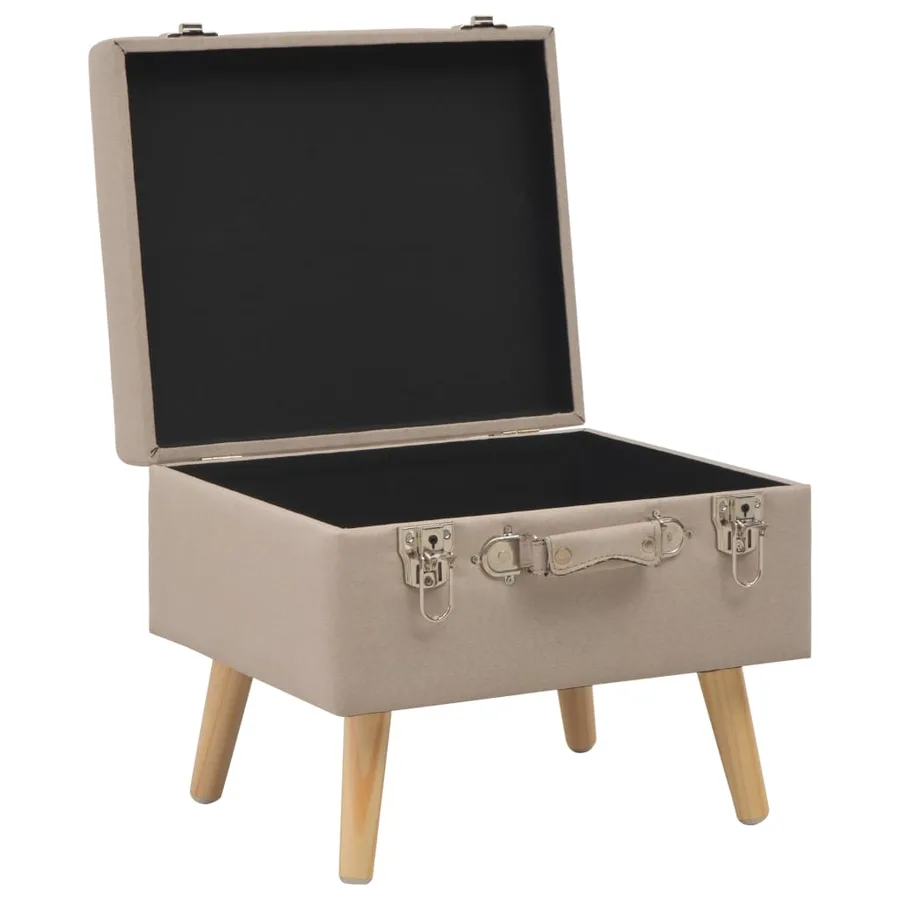 Tabouret de rangement 40 cm Beige Tissu - 5