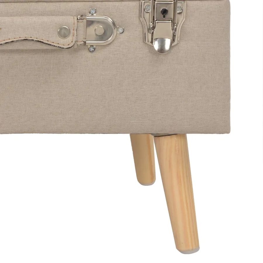 Tabouret de rangement 40 cm Beige Tissu - 8