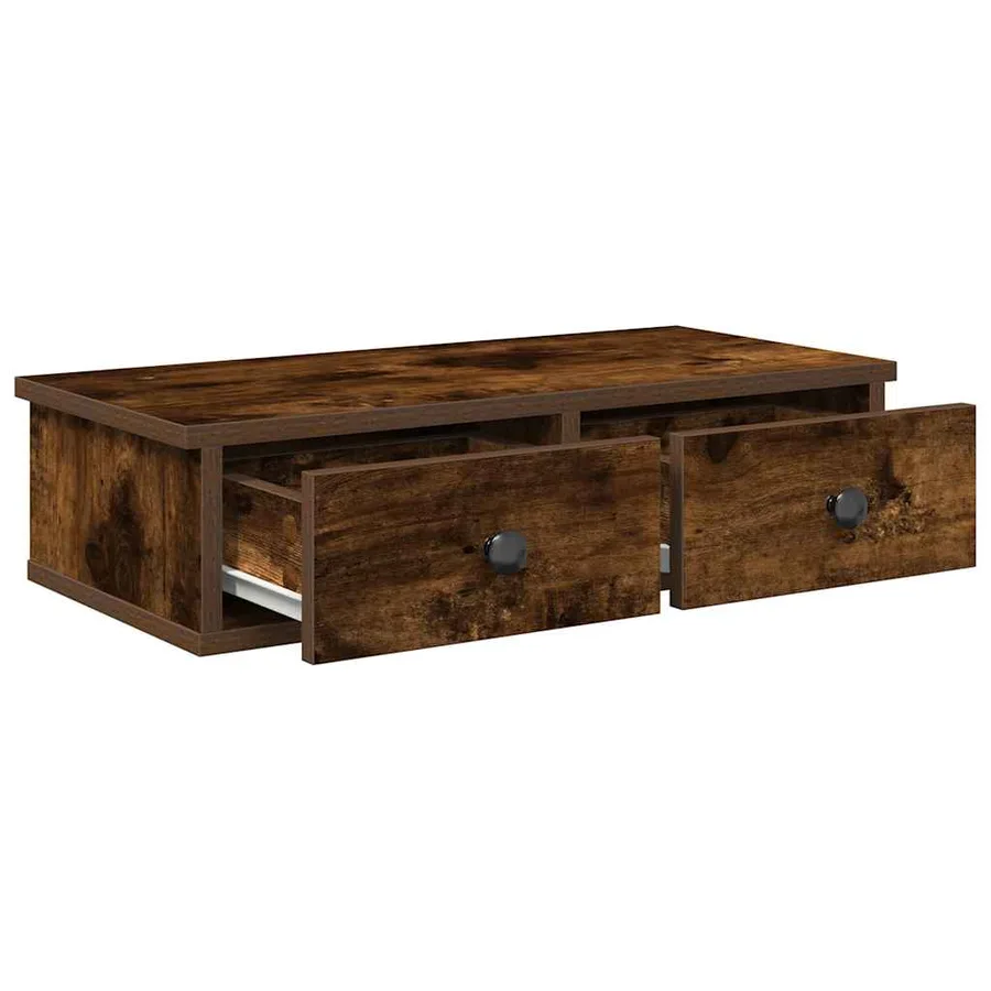 Étagère murale avec tiroirs chêne fumé bois d'ingénierie - 7