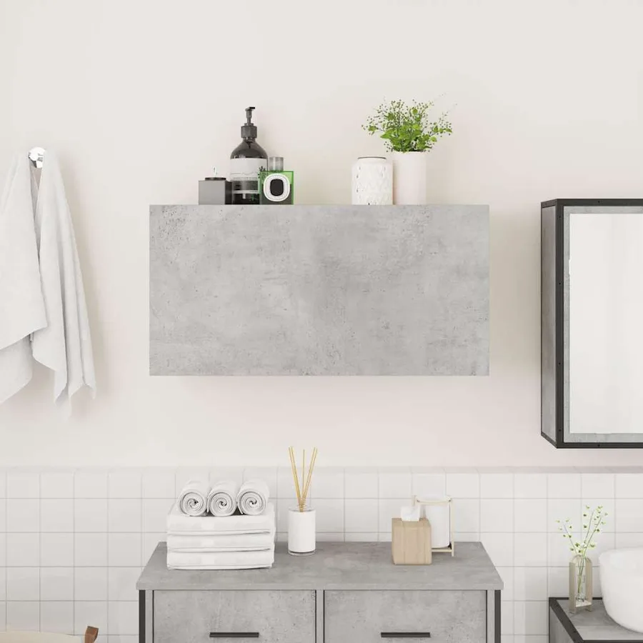 Armoire murale de bain gris béton 80x25x40 cm bois d'ingénierie - 3
