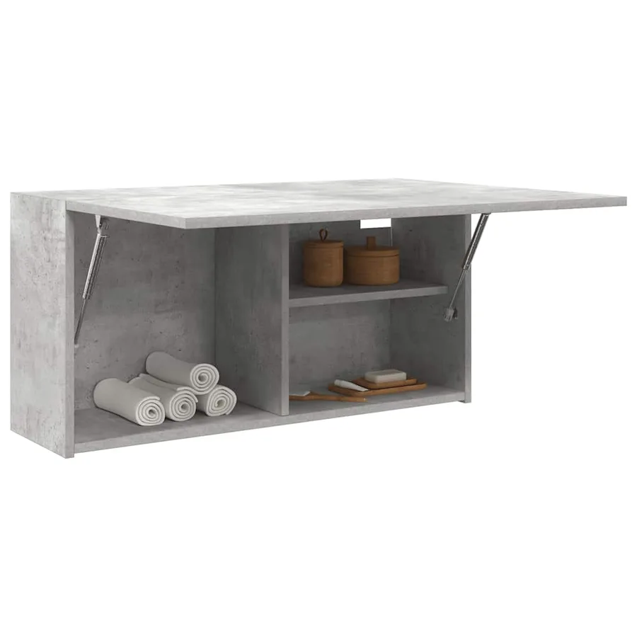 Armoire murale de bain gris béton 80x25x40 cm bois d'ingénierie - 4
