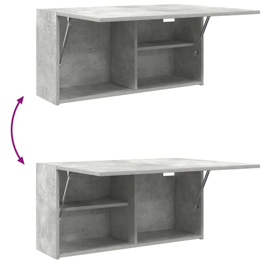 Armoire murale de bain gris béton 80x25x40 cm bois d'ingénierie - 9
