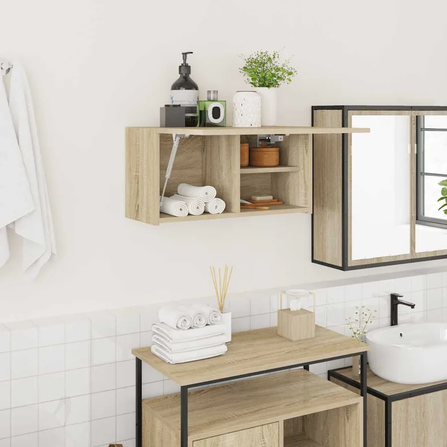 Armoire murale de bain chêne sonoma 60x25x30 cm bois ingénierie