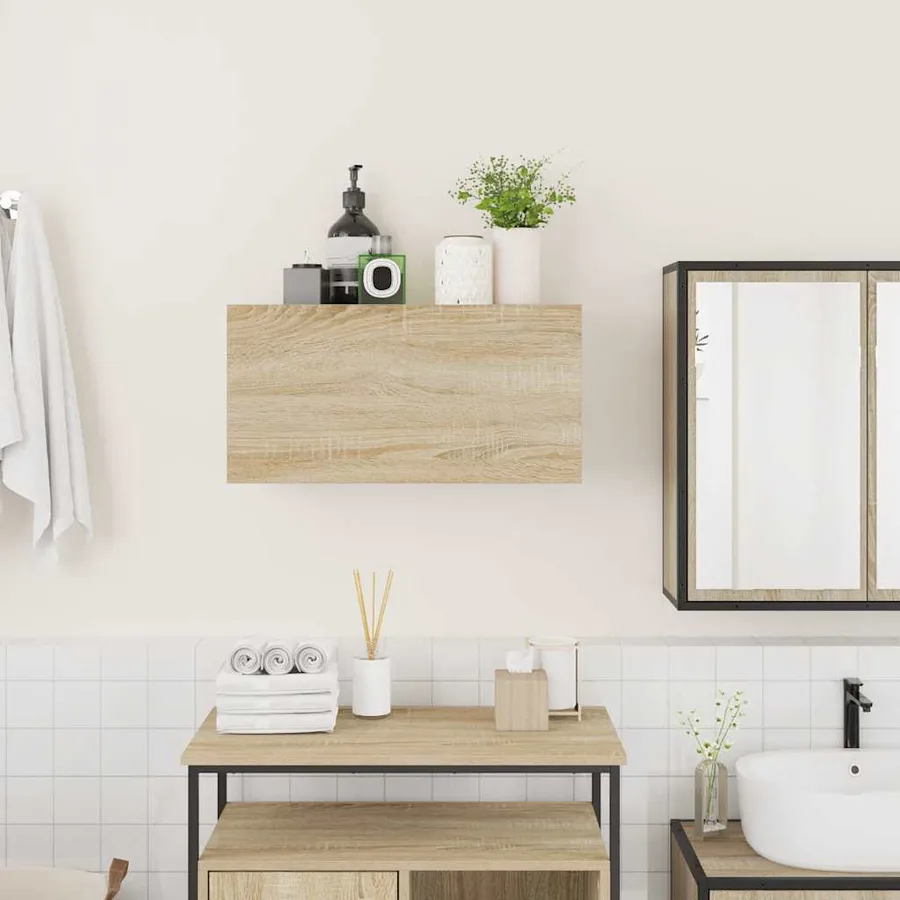Armoire murale de bain chêne sonoma 60x25x30 cm bois ingénierie - 3