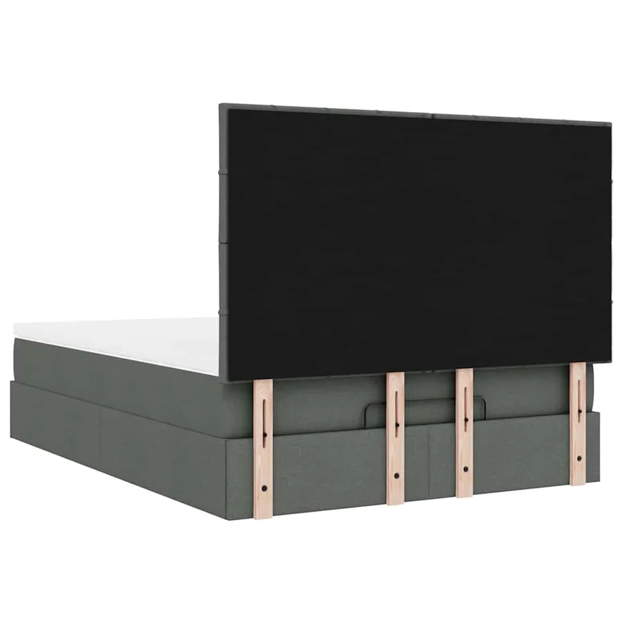 Cadre de lit ottoman avec matelas gris foncé 140x200 cm tissu - 11