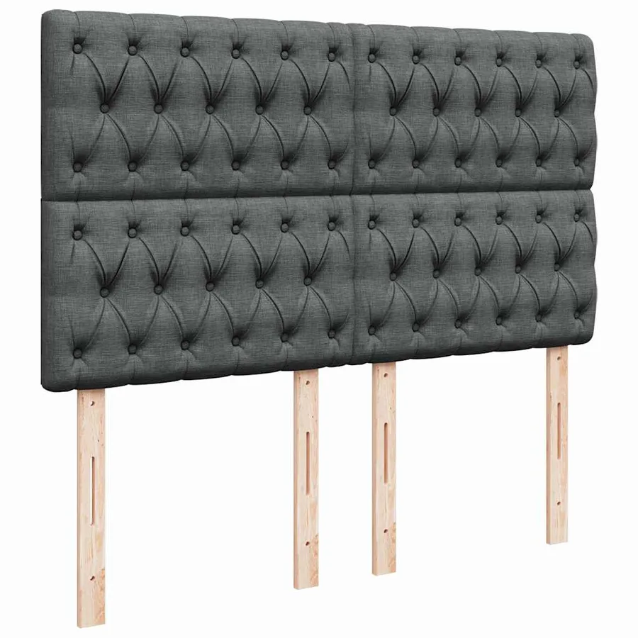 Cadre de lit ottoman avec matelas gris foncé 140x200 cm tissu - 10