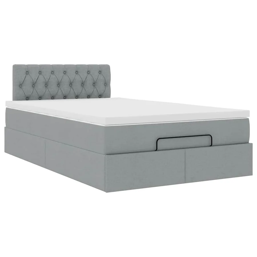 Lit ottoman avec matelas gris clair 120x190 cm tissu - 6