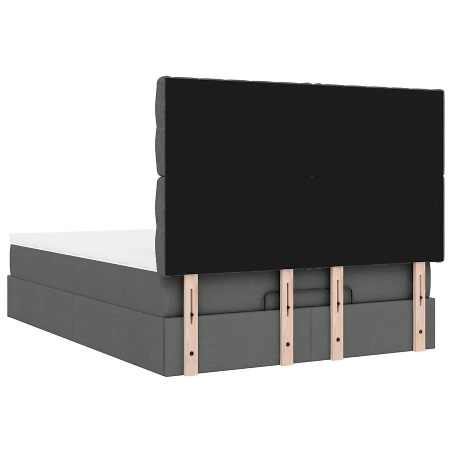 Cadre de lit ottoman avec matelas gris foncé 140x200 cm tissu - 11