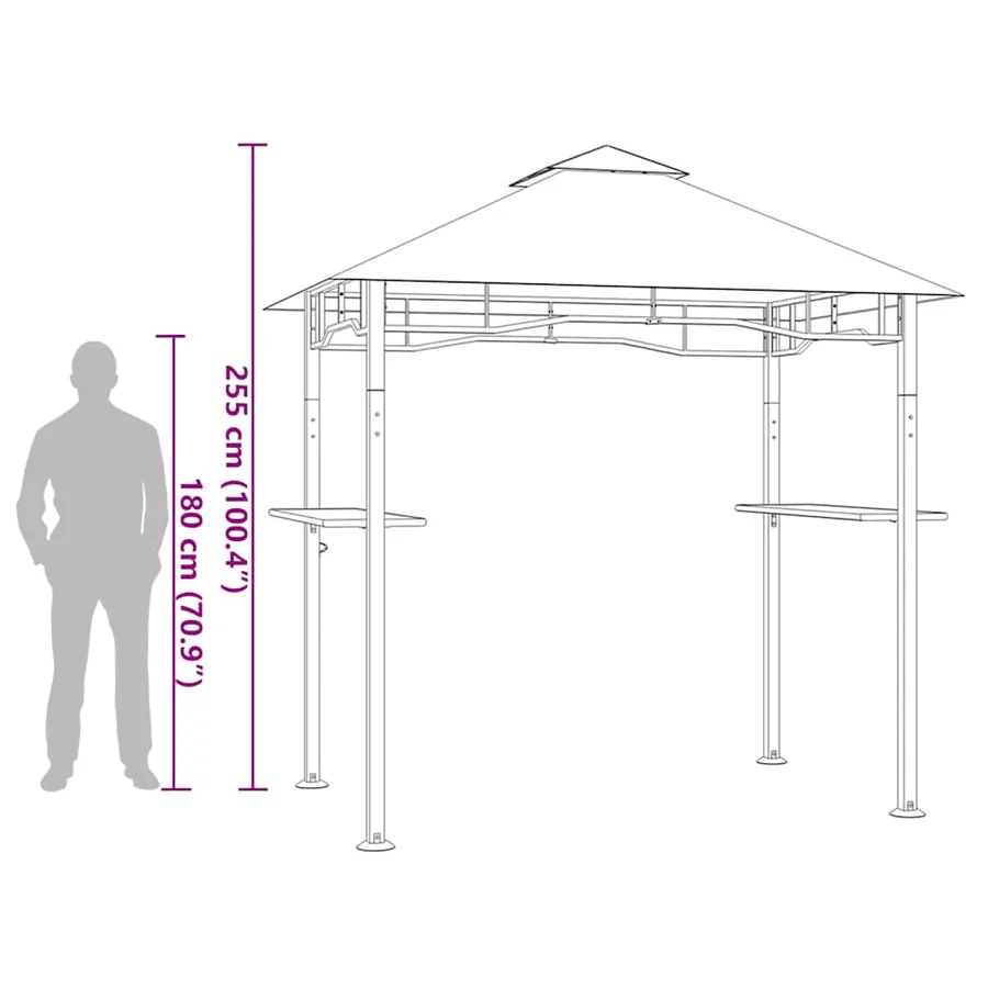 Belvédère de barbecue 240x150x255 cm Anthracite Acier - 7