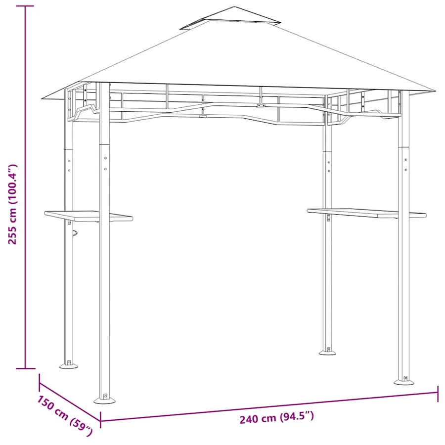 Belvédère de barbecue 240x150x255 cm Anthracite Acier - 8