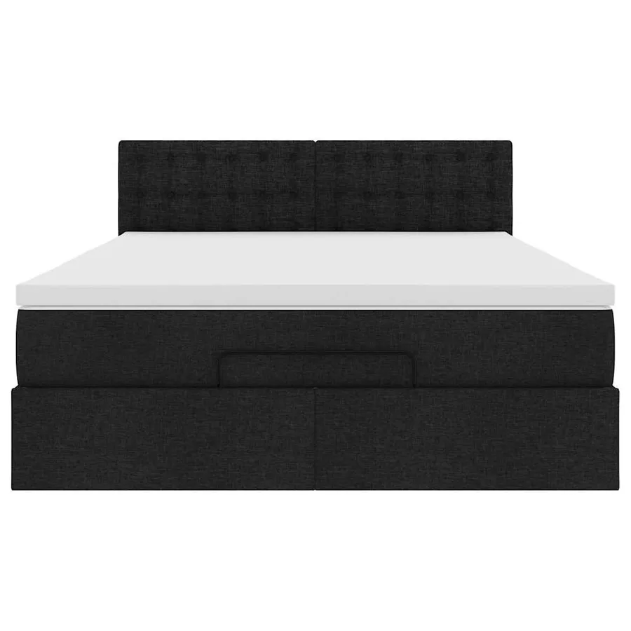 Lit ottoman avec matelas et LED noir 140x200 cm tissu - 8