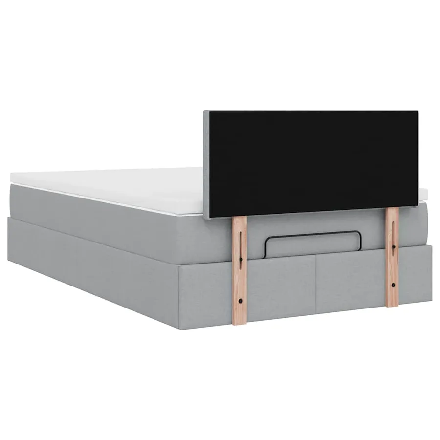 Lit ottoman avec matelas gris clair 120x190 cm tissu - 12
