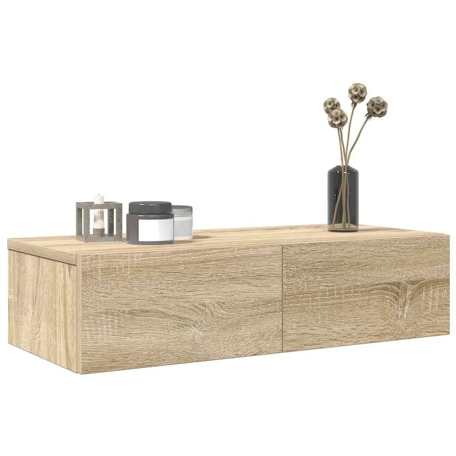 Étagère murale avec tiroirs chêne sonoma bois d'ingénierie