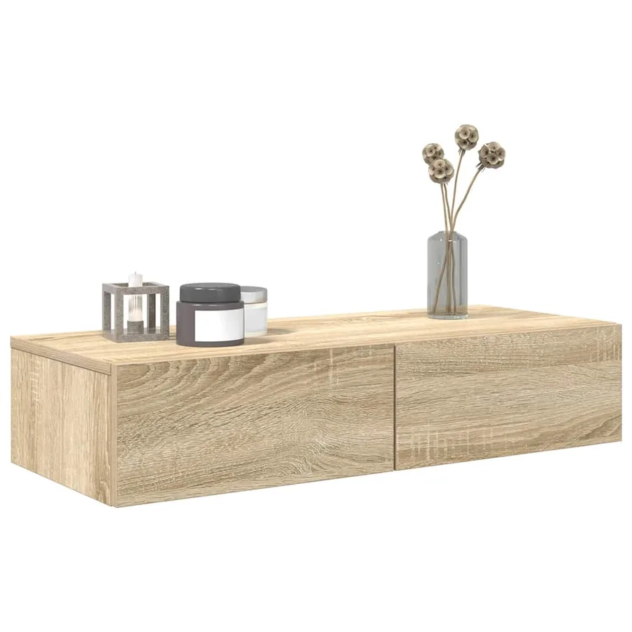 Étagère murale avec tiroirs chêne sonoma bois d'ingénierie - 3