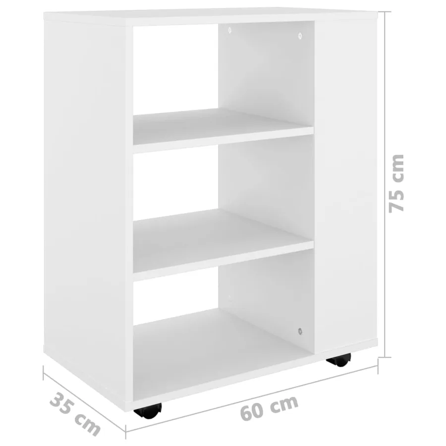 Armoire à roulettes Blanc 60x35x75 cm Bois d’ingénierie - 10
