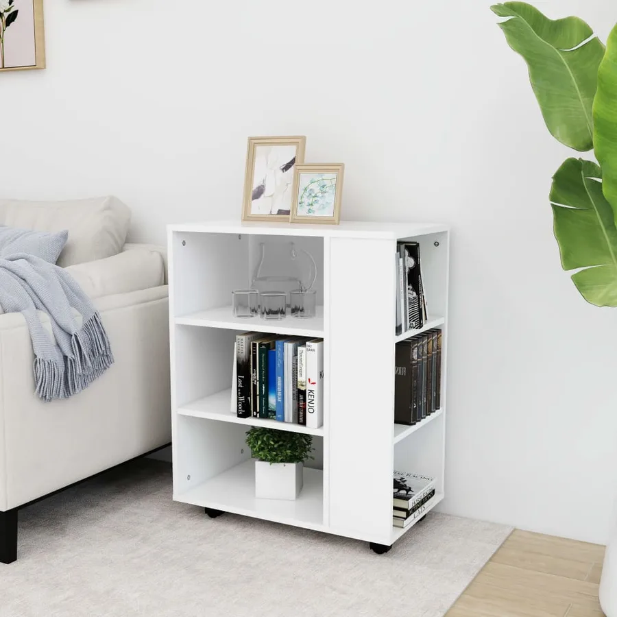 Armoire à roulettes Blanc 60x35x75 cm Bois d’ingénierie - 7