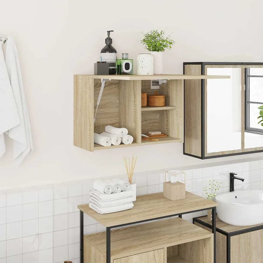 Armoire murale de bain chêne sonoma 60x25x40 cm bois ingénierie