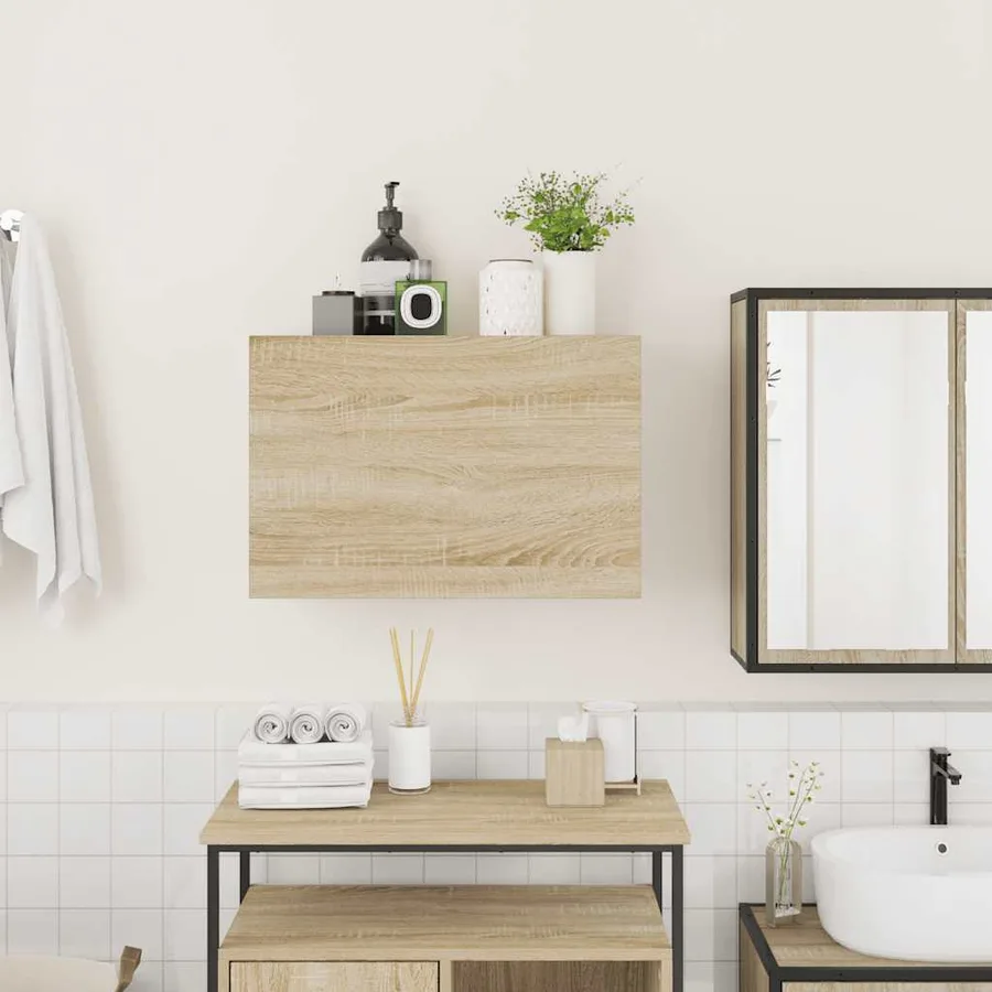 Armoire murale de bain chêne sonoma 60x25x40 cm bois ingénierie - 3
