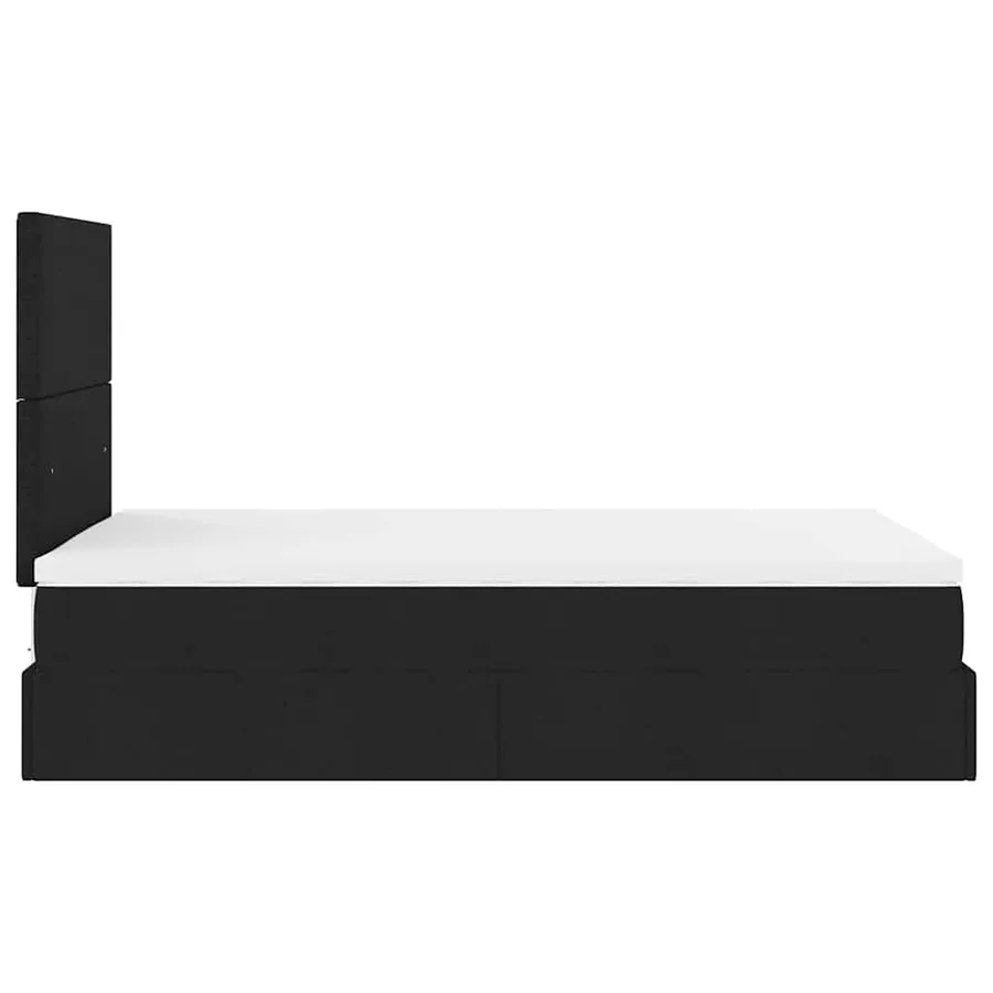 Cadre de lit ottoman avec matelas noir 120x190 cm tissu - 10