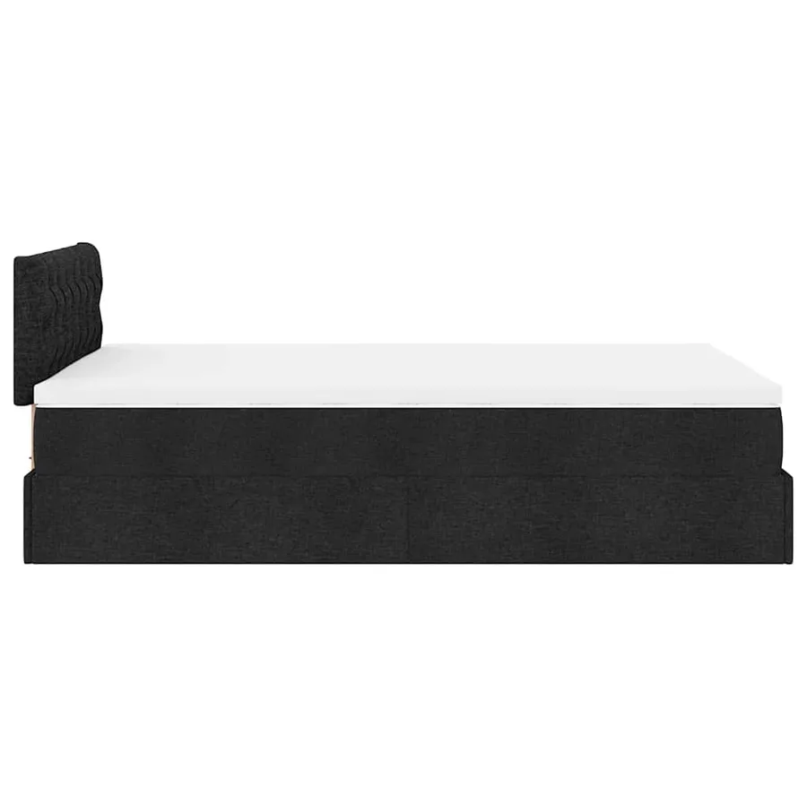 Lit ottoman avec matelas noir 120x190 cm tissu - 10