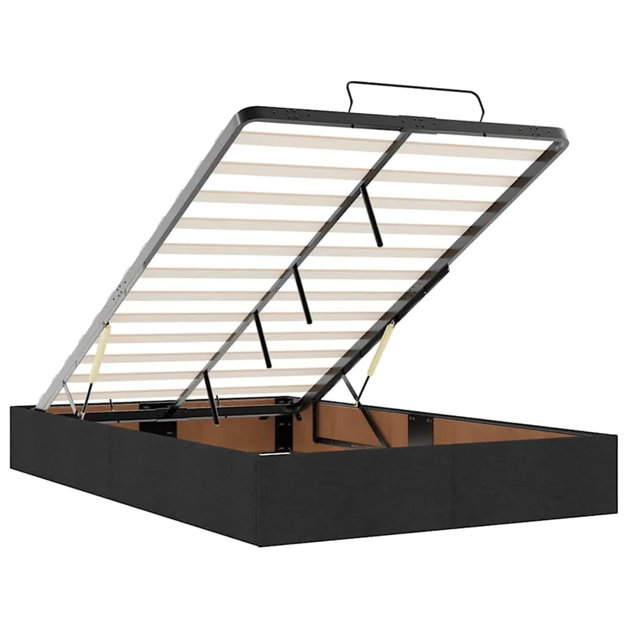 Lit ottoman avec matelas noir 120x190 cm tissu - 12