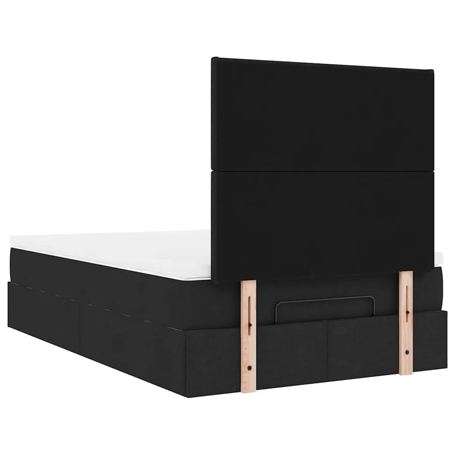 Cadre de lit ottoman avec matelas noir 120x190 cm tissu - 12