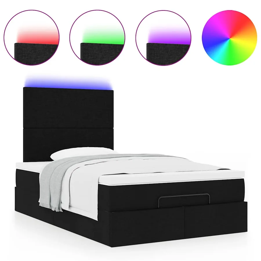 Cadre de lit ottoman avec matelas noir 120x190 cm tissu - 5