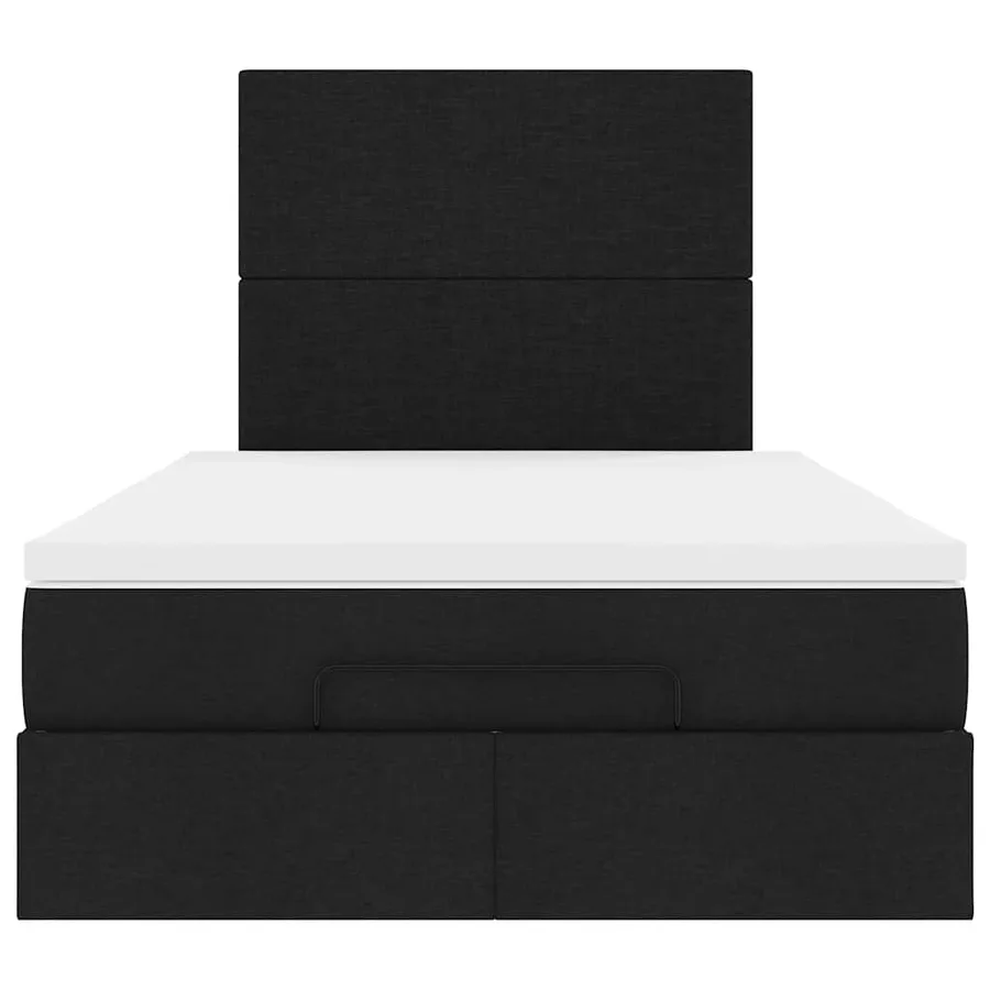 Cadre de lit ottoman avec matelas noir 120x190 cm tissu - 8