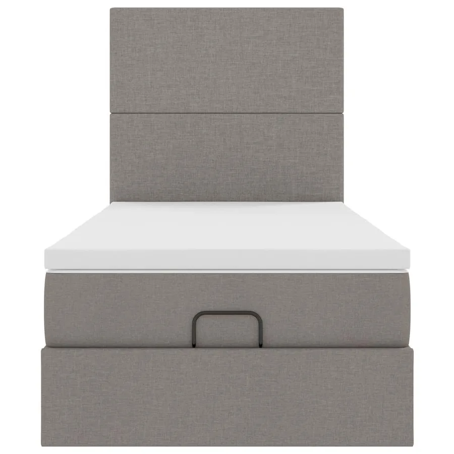 Cadre de lit ottoman avec matelas taupe 100x200 cm tissu - 8