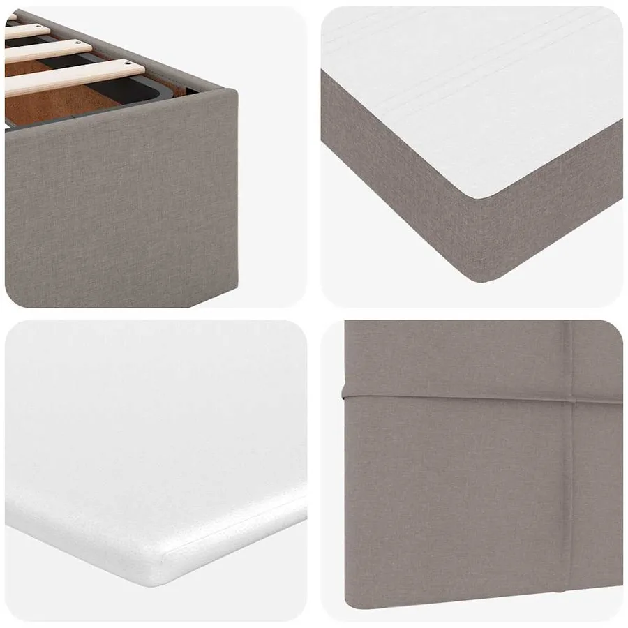 Lit ottoman avec matelas taupe 100x200 cm tissu - 16