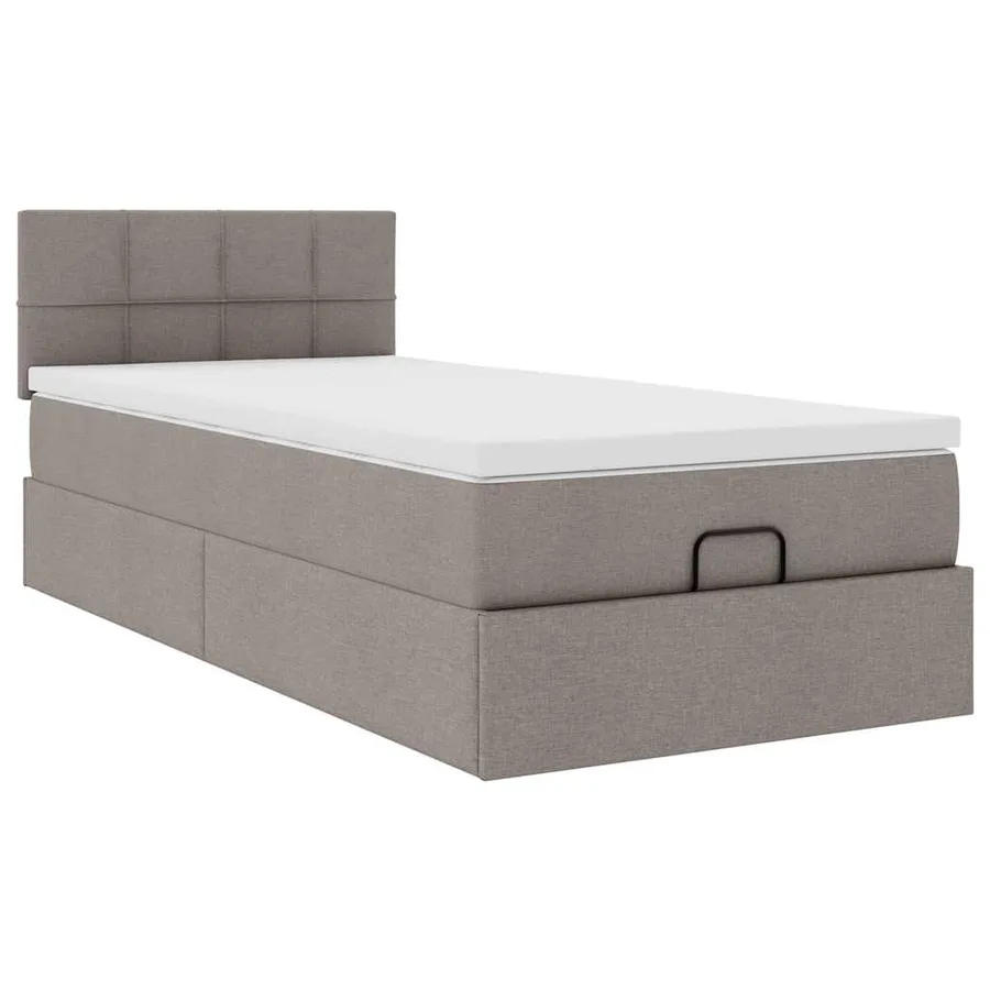 Lit ottoman avec matelas taupe 100x200 cm tissu - 7