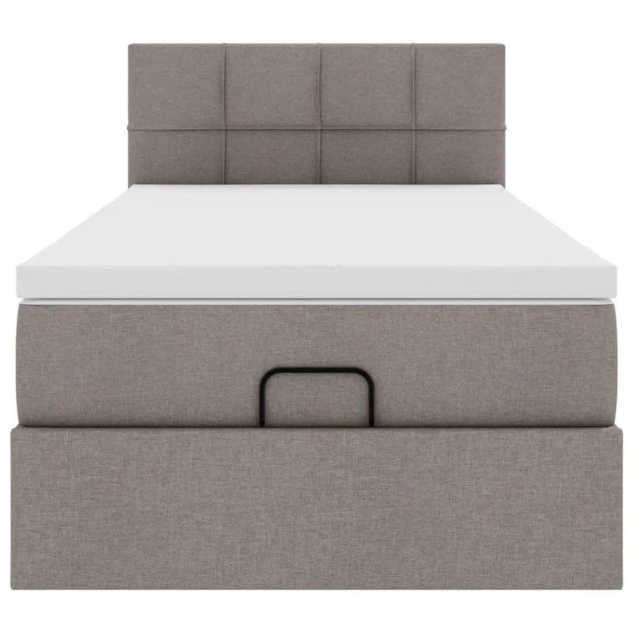 Lit ottoman avec matelas taupe 100x200 cm tissu - 8