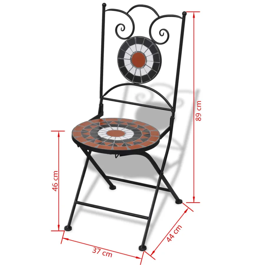 Mobilier de bistro 3 pcs Carreau céramique Terre cuite et blanc - 12