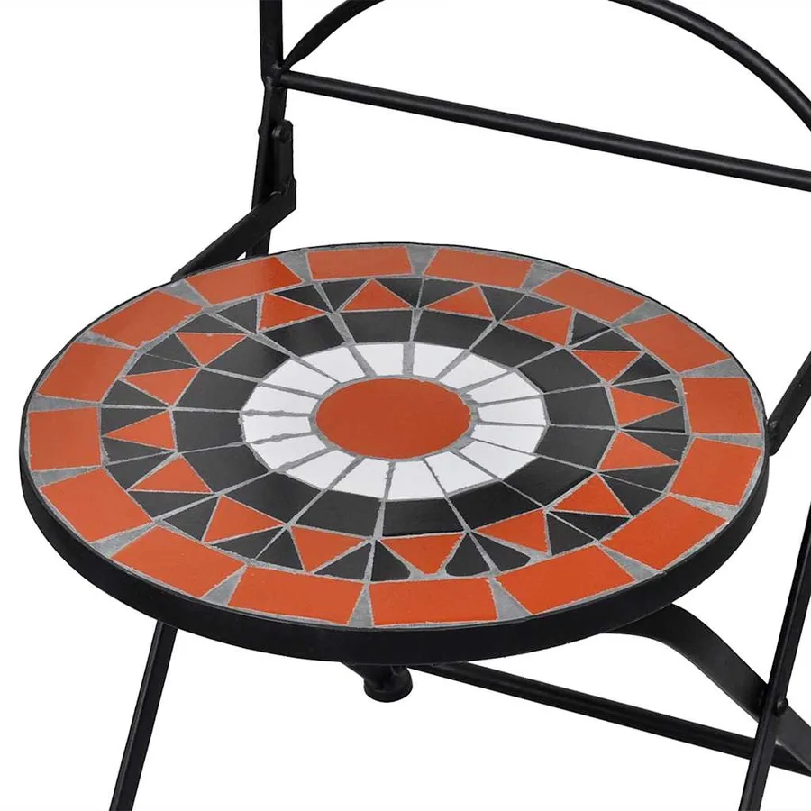 Mobilier de bistro 3 pcs Carreau céramique Terre cuite et blanc - 7