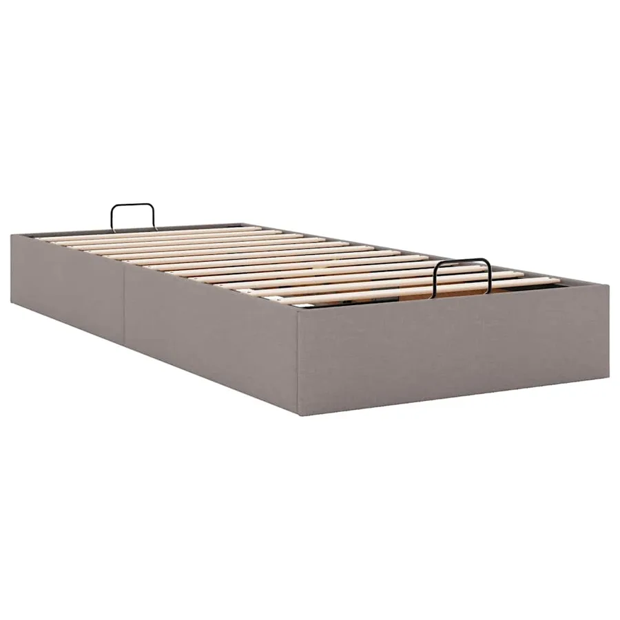 Cadre de lit ottoman sans matelas taupe 100x200 cm tissu - 6