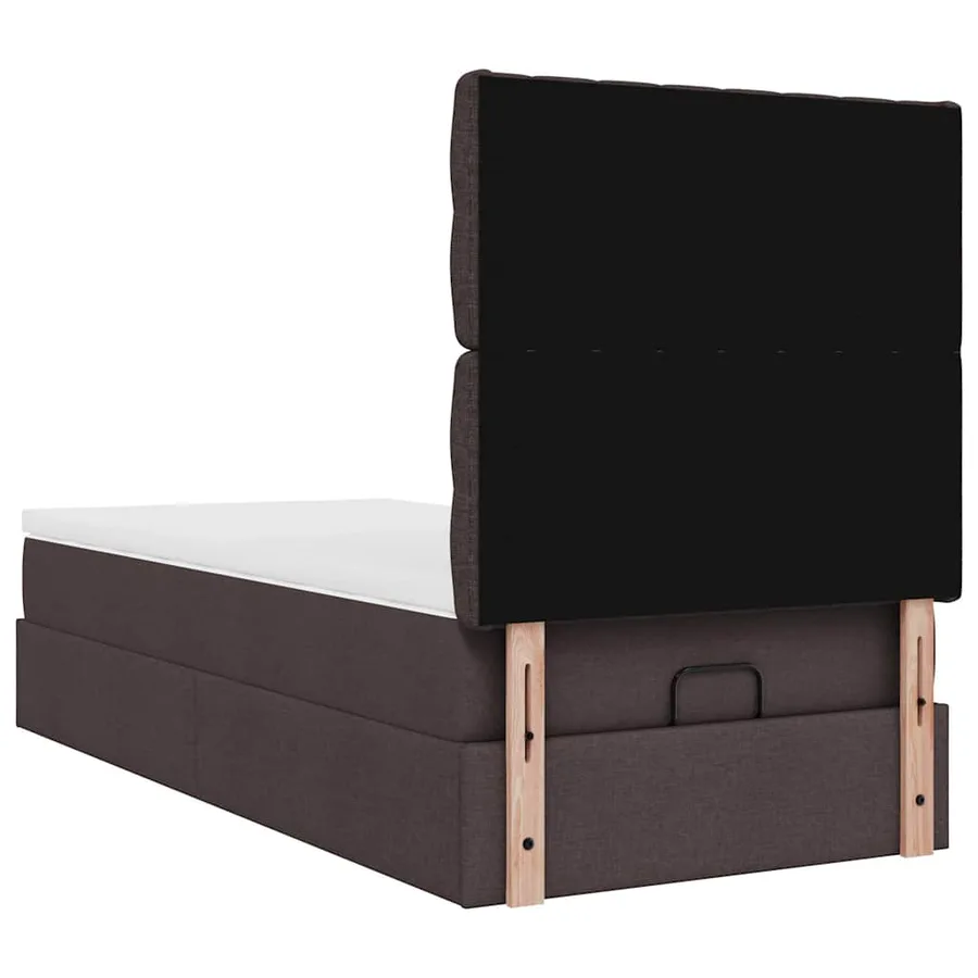 Cadre de lit ottoman avec matelas marron foncé 100x200 cm tissu - 12