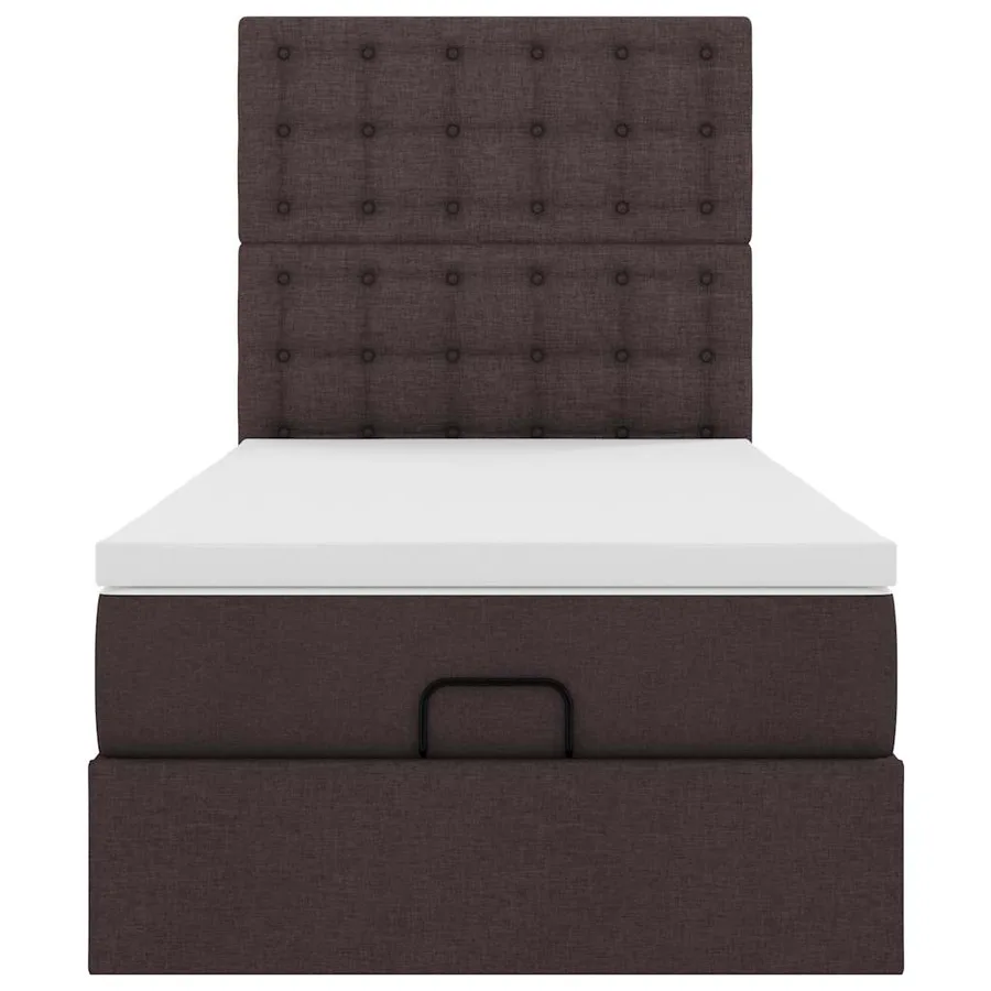 Lit ottoman avec matelas marron foncé 100x200 cm tissu - 6