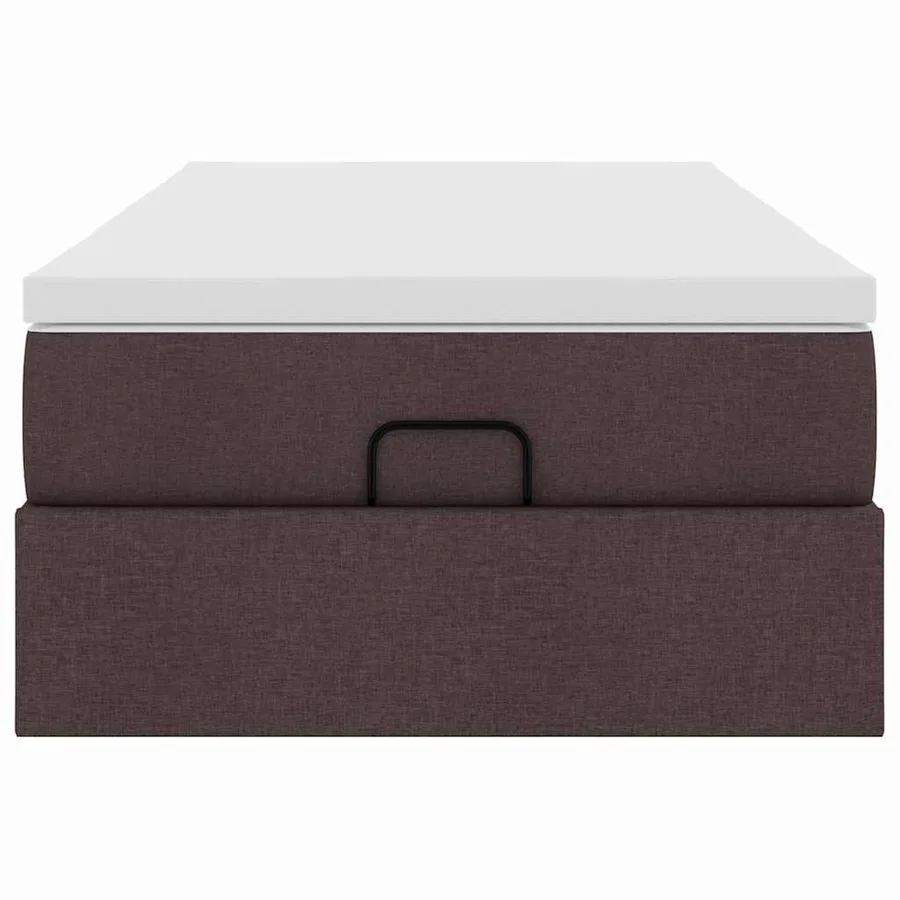 Cadre de lit ottoman avec matelas marron foncé 100x200 cm tissu - 7