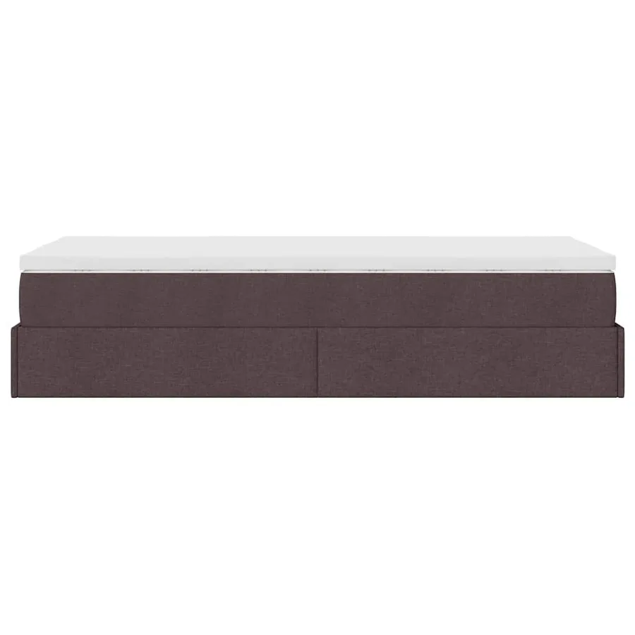 Cadre de lit ottoman avec matelas marron foncé 100x200 cm tissu - 9