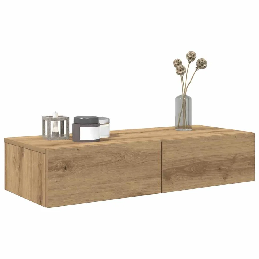 Étagère murale avec tiroirs chêne artisanal bois d'ingénierie - 3