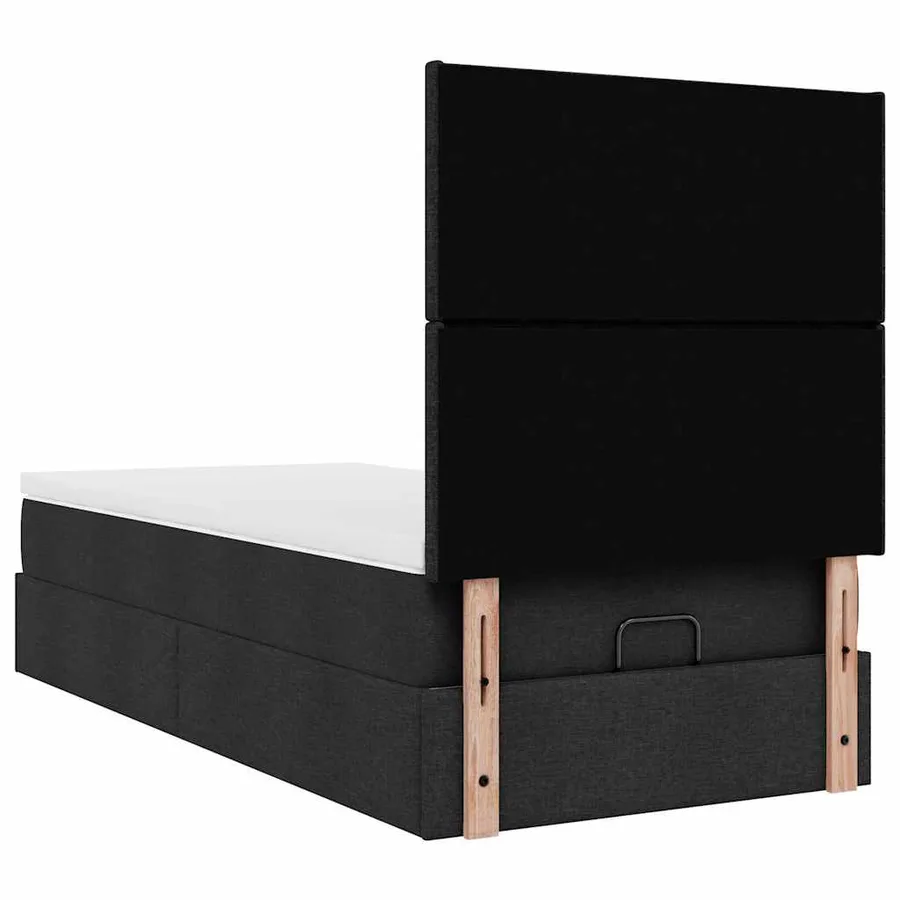 Cadre de lit ottoman avec matelas noir 100x200cm tissu - 12