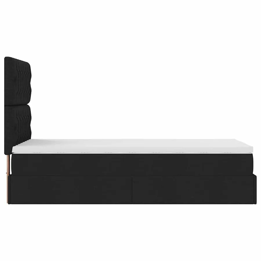 Lit ottoman avec matelas noir 100x200 cm tissu - 10