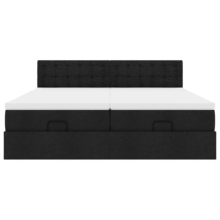 Cadre de lit ottoman avec matelas noir 200x200cm tissu - 8
