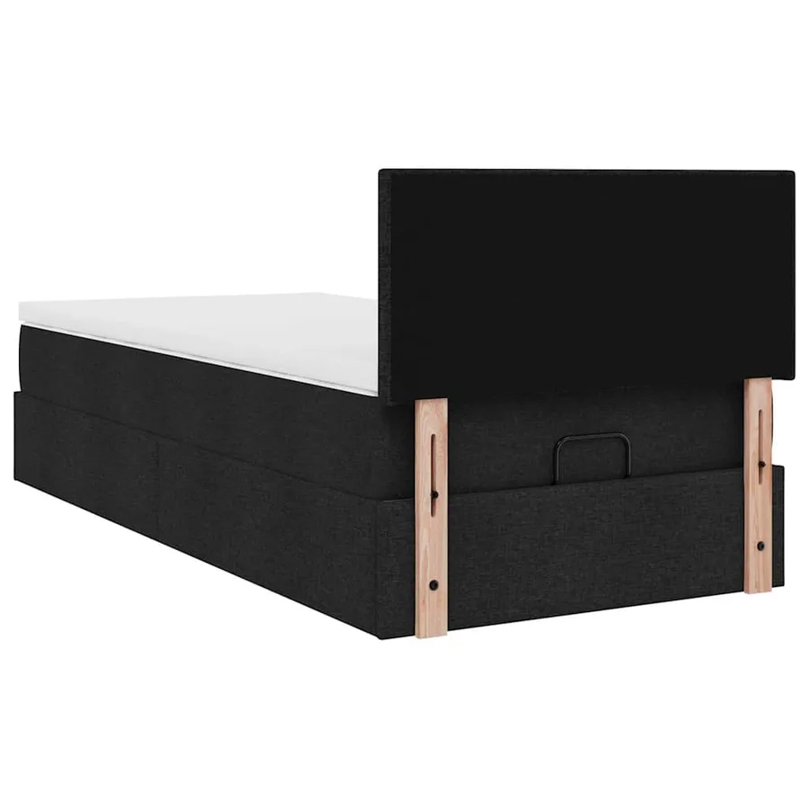 Lit ottoman avec matelas noir 100x200 cm tissu - 12