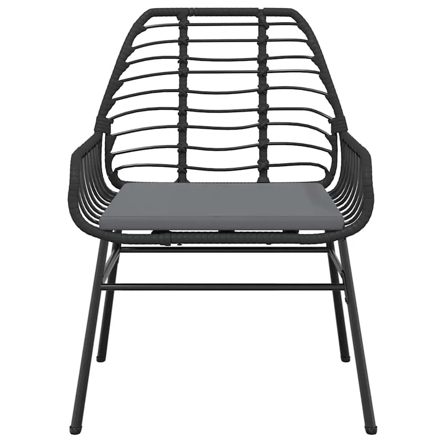 Ensemble à manger de jardin coussins 7pcs noir poly rotin verre - 5